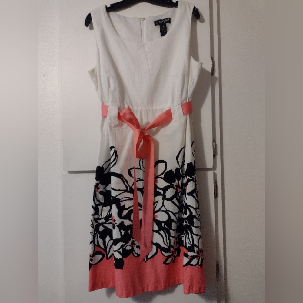 Lane Bryant Women's Dress with Pinkish/Coral and Black Floral Design